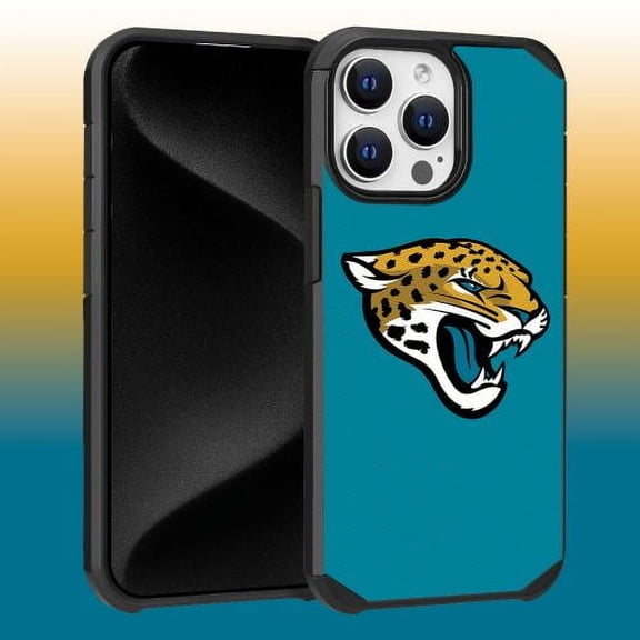 Apple iPhone 15 Pro Max (6.7) - NFL Licensed Jacksonville Jaguars Team Logo on Green Textured Dual Layer Case