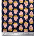 thumbnail image 1 of Soimoi Blue Rayon Fabric Strawberry Fruits Decor Fabric Printed Yard 56 Inch Wide, 1 of 3