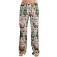 thumbnail image 5 of Fabrcox Christmas Pajamas Bottoms for Women Slim Fit Christmas Snowman Printed Drawstring Lightweight Women Loungewear Light pink S, 5 of 6
