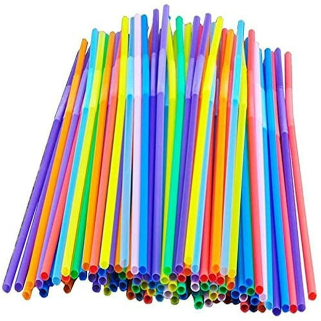 Colorful Flexible Straws, Multi Colored Plastic Bendy Straws, Assorted Color Drinking Straws, Juice Drink Milk Tea Bendable Straws Reusable for Home Parties Bar Beverage Shops (Long 100PC)