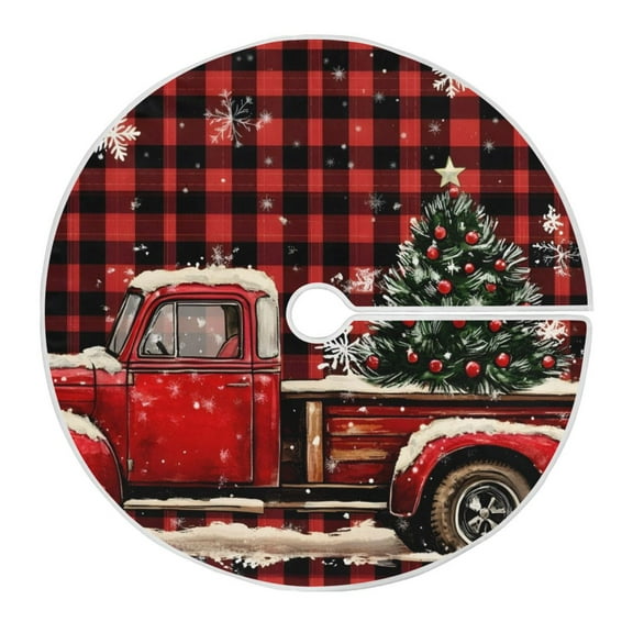 Ryvnso Christmas Tree Skirt Christmas Tree on Truck Xmas Tree Skirts Ornament Home Decorations 35.4"