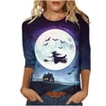 thumbnail image 3 of Halloween Shirts Women's Printed Crew Neck Three-Quarter Sleeve Loose T-Shirt, 3 of 4