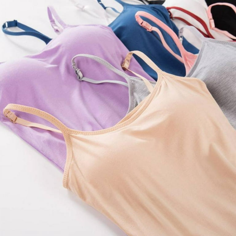 Satori Women's Stretch Cotton Camisole With Built-In Shelf Bra Adjustable  Strap 