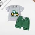 thumbnail image 2 of Baby Toddler Boy Clothes Summer Outfits 6 12 18 24 Months 2T 3T 4T Short Sleeve Tractor Print T-Shirt + Shorts Set, 2 of 5