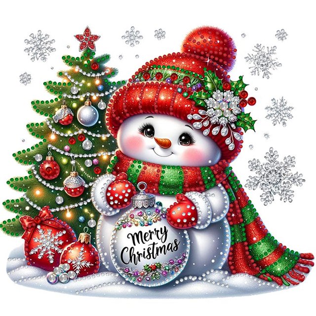 5D DIY Taladro en Forma Especial Parcial Muñeco Nieve Navidad 30x30cm