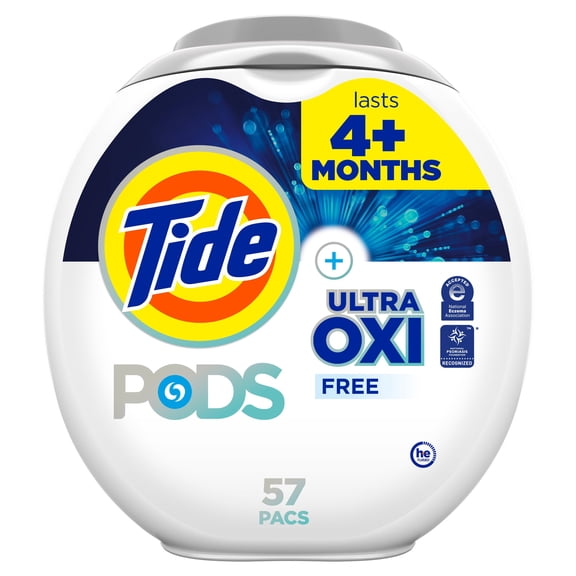 Tide PODS Ultra OXI Laundry Detergent Pacs, Free and Gentle, 57 Count