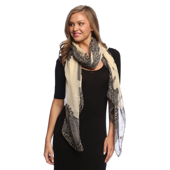 Peach Couture Summer Fashion Vintage Damask Pattern long Scarf Shawl Sarong - Tan Princess