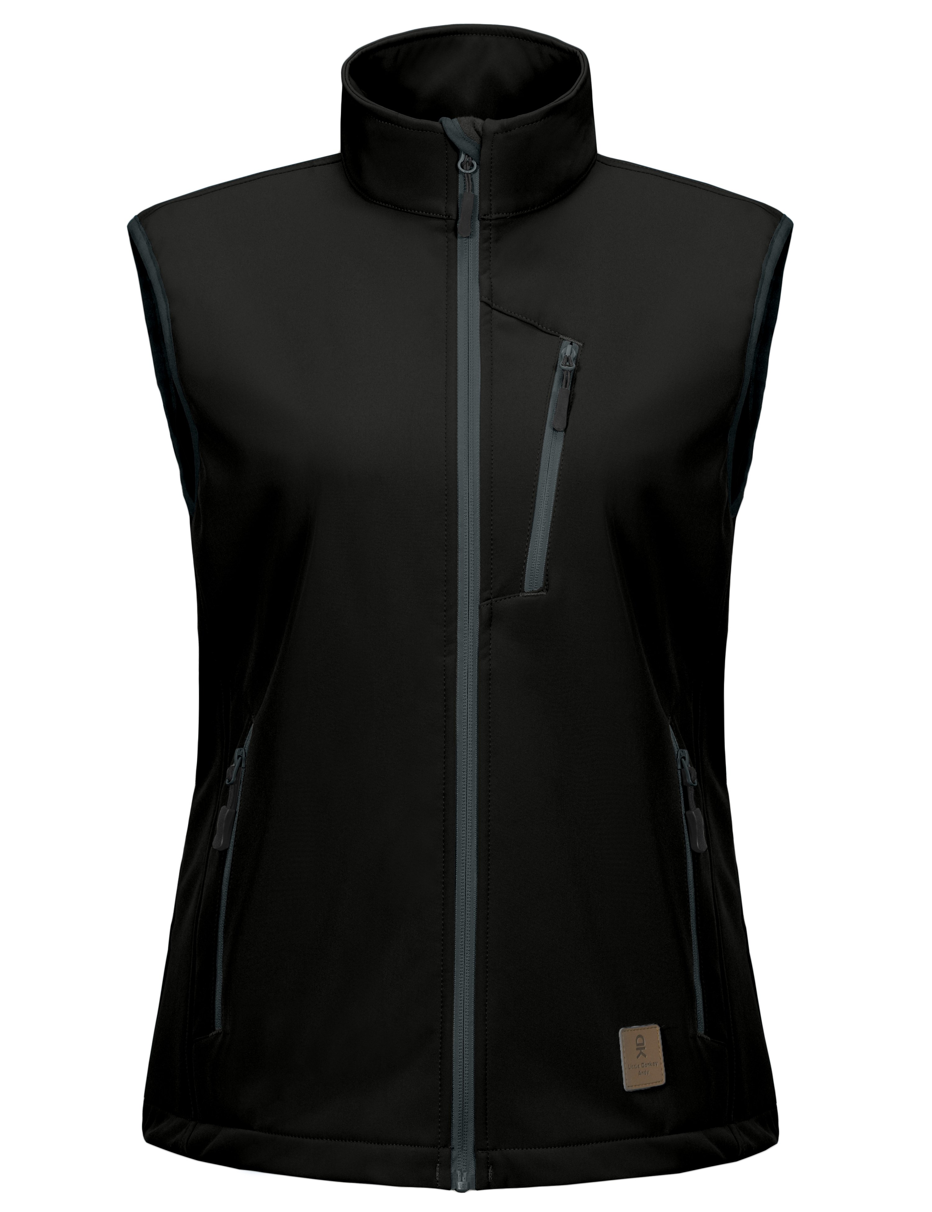 Little Donkey Andy Women's Windproof Sleeveless Jacket for Hiking Travel Golf Lightweight Fleece lined Softshell Vest Black XS