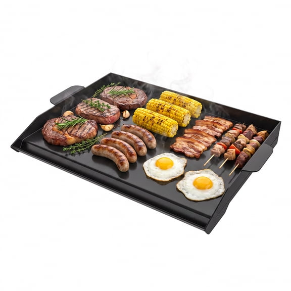 23" x 16" Cast Iron Griddle, Stove Top Grill Plate with X-Shaped Reinforced Ridges, Nonstick Coating, Universal Flat Top Griddle, Grill Pan for Gas Grill and Stove Top