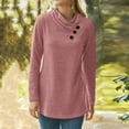 thumbnail image 3 of Scyoekwg Women Long Sleeve Tops Crew Neck Button Tunic Tops Loose Dressy Casual Blouses Trendy Solid Color Fall Tops Long Sleeve T Shirts Lightweight Women Blouses Pullover (Pink,M), 3 of 6