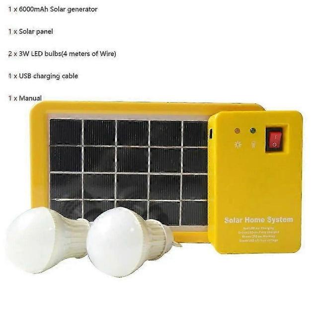 Solar Panel Home Lighting System Solar Portable Camping Light 6000mAh Solar Battery Storage Kit Emergency Light For Power Outage