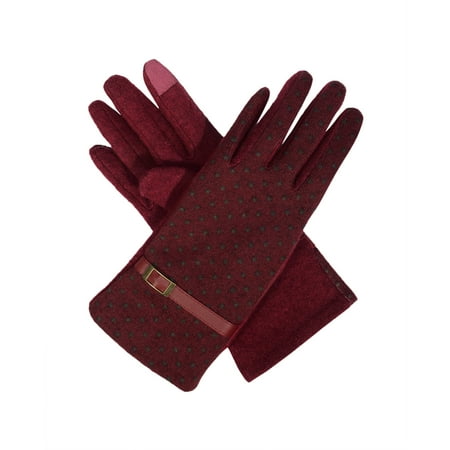 SummitFashions - Womens Touch Screen Gloves Burgundy Grey