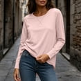 thumbnail image 7 of Besolor Long Sleeve Shirts for Women Crewneck Lightweight Casual Loose T-Shirt Solid Color Basic Tees Tops(XX-Large,Pink1), 7 of 7