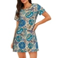 thumbnail image 1 of Balery Vintage Floral Butterflies Camisón de manga corta con cuello redondo para mujer, cómodo y elegante., 1 of 6
