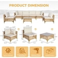 thumbnail image 3 of Ainfox 7 Piece Wicker Patio Furniture Set, Outdoor Conversation Sectional Sofa with Thicker  Cushions & Coffee Table for Backyard, Porch, Beige, 3 of 8