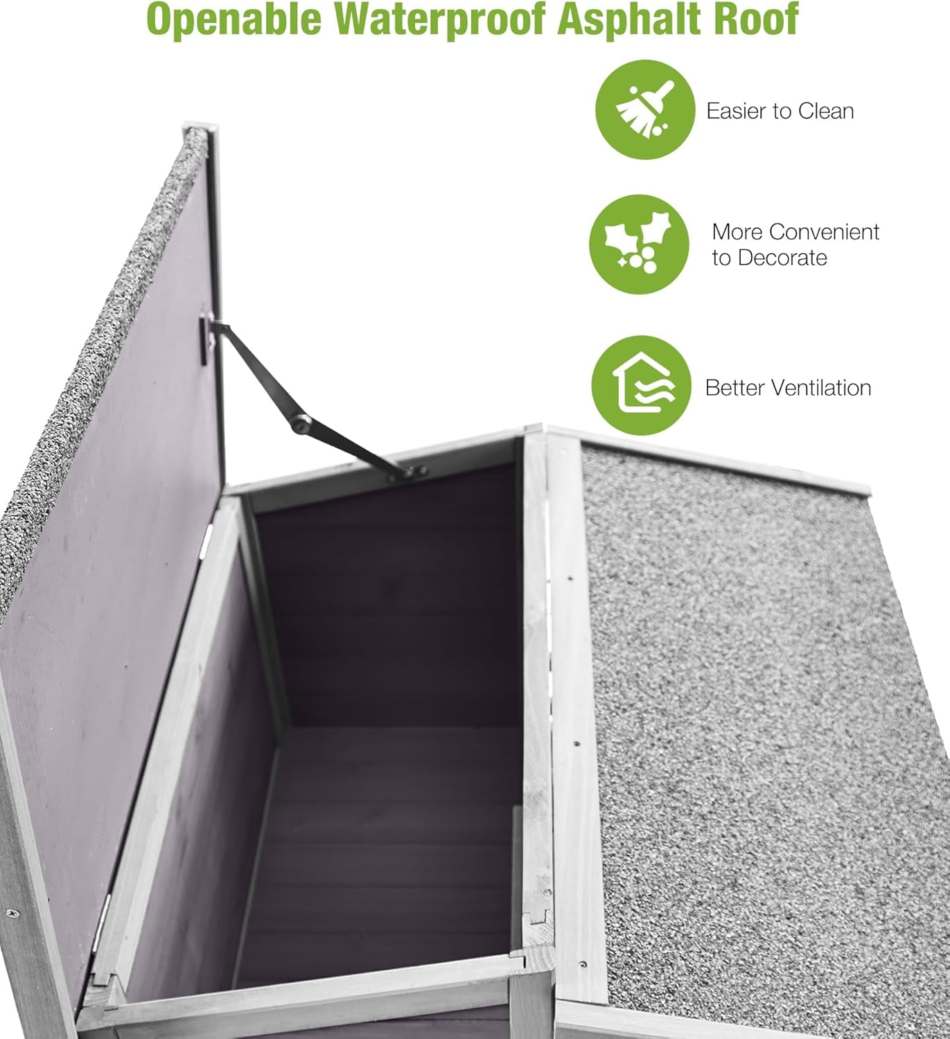 Aivituvin Outdoor Cat House Weatherproof, Feral Kitty House Cats Enclosure with Balcony, Wooden Kitty Shelter Waterproof