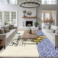 thumbnail image 3 of Large Area Rugs for Living Room Bedroom, Lemon 8'x10' Rug Washable Carpet Runner Indoor Outdoor, Summer Vintage Yellow Fruits Italy Blue Textured Non Slip Floor Mats Rug for Kitchen, Patio, 3 of 8