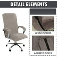 thumbnail image 3 of XmhyTop Velvet Office Chair Cover with Arm Covers Stretch Computer Desk Chair Covers Universal Swivel Chair Covers Gaming Chair Covers,Light Beige(L), 3 of 5