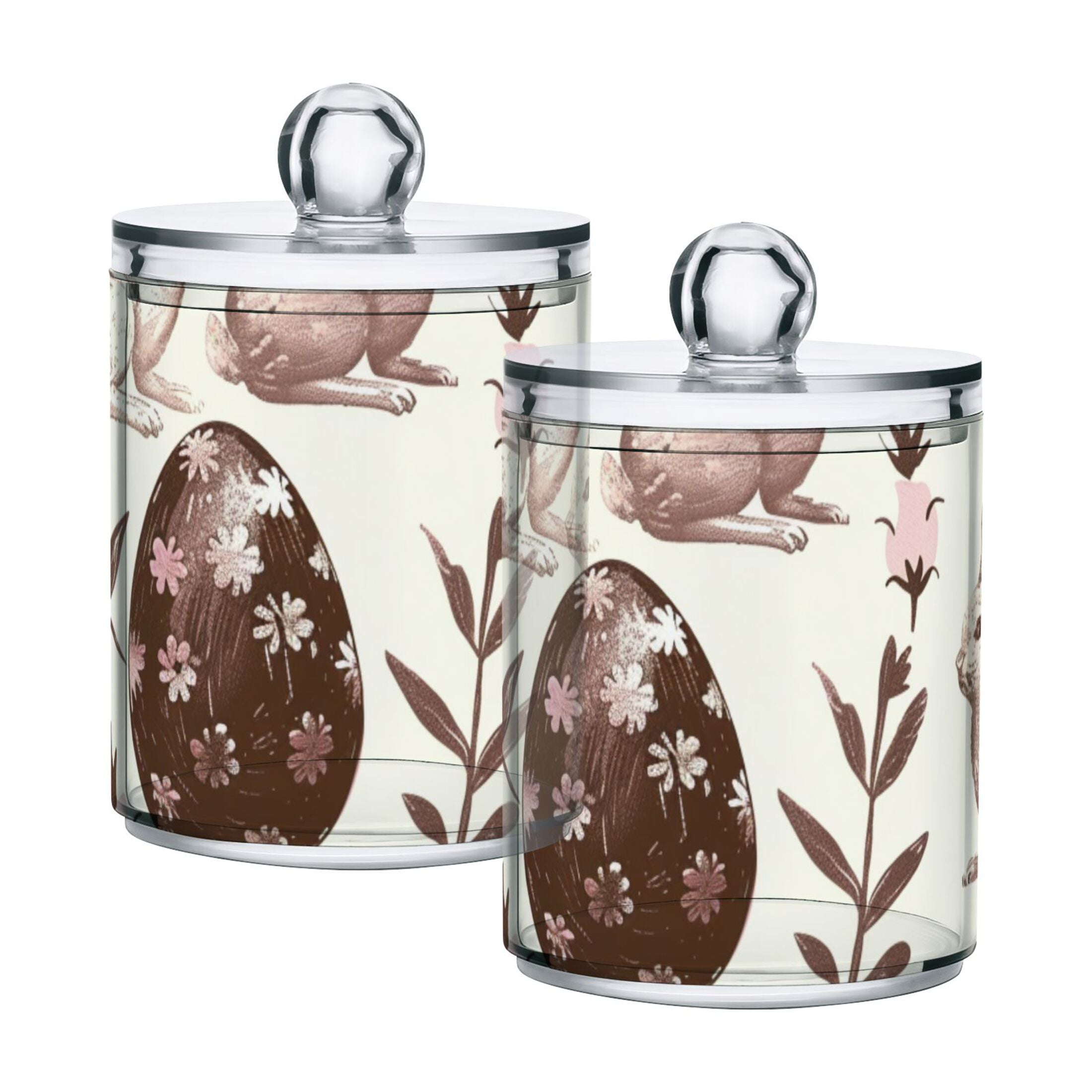 Ckdifva Chocolate Easter Eggs Rabbits Storage Jar with Lid Acrylic Organization Storage Containers Set of 4