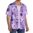 thumbnail image 2 of Fuzoiu Violet Print Men's Casual Short,Men's Short Sleeve Shirt,Mens Casual Button Down Shirts,Cuban Collar Summer Shirt for Beach, Vacation, and Outdoor Activities-Large, 2 of 5