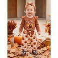 thumbnail image 3 of Cjfdfy Newborn Baby Girl Thanksgiving Fall Outfit Turkey Long Sleeve Romper Print Pants and Bow Headband 3pcs Infant Cute My First Thanksgiving Fall Winter Outfits 0-18M, 3 of 9