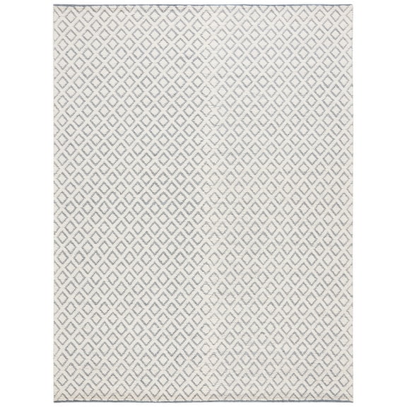 SAFAVIEH Vermont Thurstan Geometric Wool Area Rug, 9' x 12', Ivory/Blue