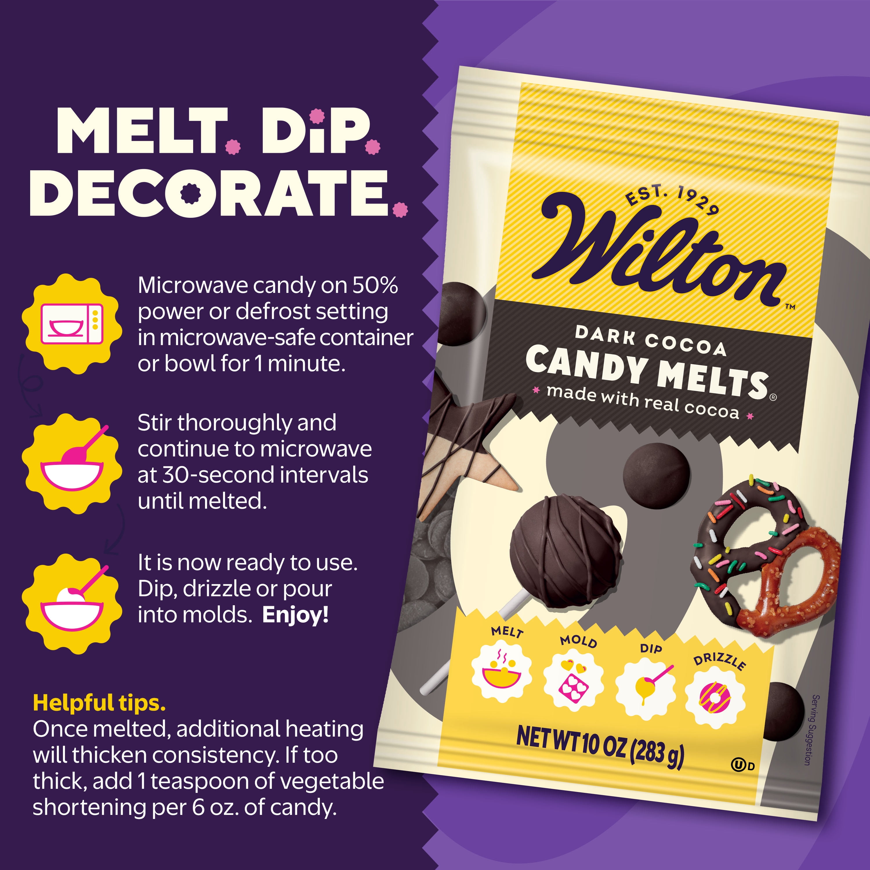 Wilton Black Candy Melts Vanilla-Flavored Wafer Chips for Baking & Candy Making 12 oz. Bag