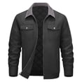 thumbnail image 4 of Timoontee Men's Workwear Jacket Daily Casual Jacket Long Sleeve Lapel Jacket Warm Thickened Jacket Coat Solid Zipper Jacket Fall Winter Coat Gray XXL, 4 of 5