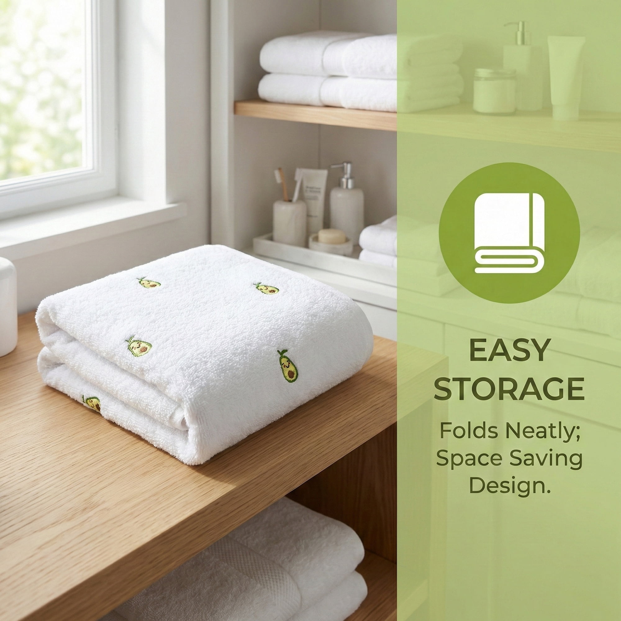 Unique Bargains Absorbent Cotton Bath Towel 2 Pack Avocado White/Banana Yellow 55"x28"
