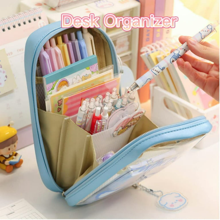 Large CapacityTransparent Pencil Bag Aesthetic School Cases Kawaii  Stationery Holder Bag Pen Case Students School Supplies