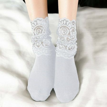 

5 pair Women Autumn And Winter Matching Lace Thickened Warm Mid Tube Socks Women Thick Socks Color Random