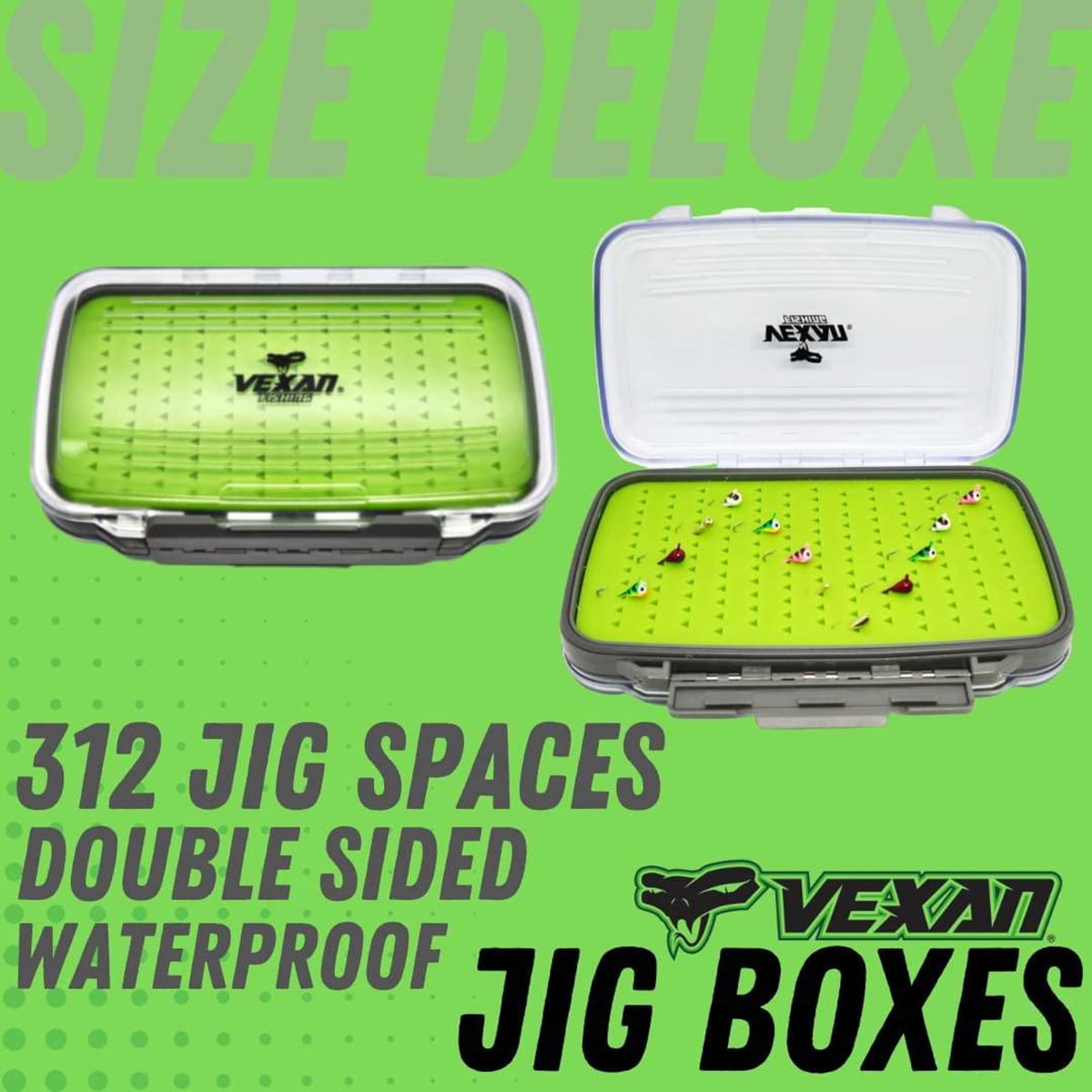 Vexan Double-Sided Regular Ice Fishing Jig Box with Silicone