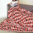 thumbnail image 6 of Honeii Red and Brown Squares Print Fleece Blanket - Throw Blanket for Bed, Sofa, Couch, Camping, and Travel , Microplush Ultra Soft Warm Blanket-60"x50", 6 of 7