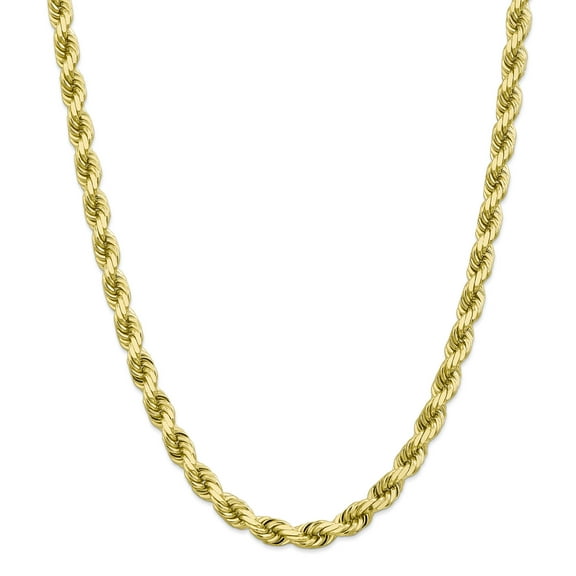 10K Yellow Gold 8mm Diamond-Cut Rope Chain Necklace