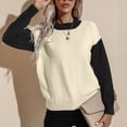 thumbnail image 3 of Las mujeres de Punto Suéter Cuello Redondo Manga Larga Colorblock Loose Fit Pullover Prendas para el Uso Diario, 3 of 6