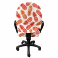 thumbnail image 3 of Orange Office Chair Slipcover, Vintage Pattern of Tropical Exotic Climate Fruits Pineapples Hawaii Summer Design, Protective Stretch Decorative Fabric Cover, Standard Size, Orange White, by Ambesonne, 3 of 5