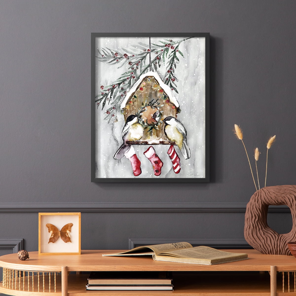 Winter Birds Framed Print - Solid Wood in Single Picture Frame Solid Wood 2 Framed Print