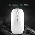 thumbnail image 3 of Version Double Mode Souris Sans Fil 2.4G, Mini Souris Optique Silencieuse Sans Fil Ultra Fine 1600 DPI pour Notebook, PC, Ordinateur Portable, Macbook-Blanc, 3 of 8
