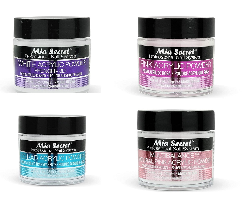 Mia Secret Acrylic Powder 1 oz x 4 (Clear/Natural Pink/Pink/White)