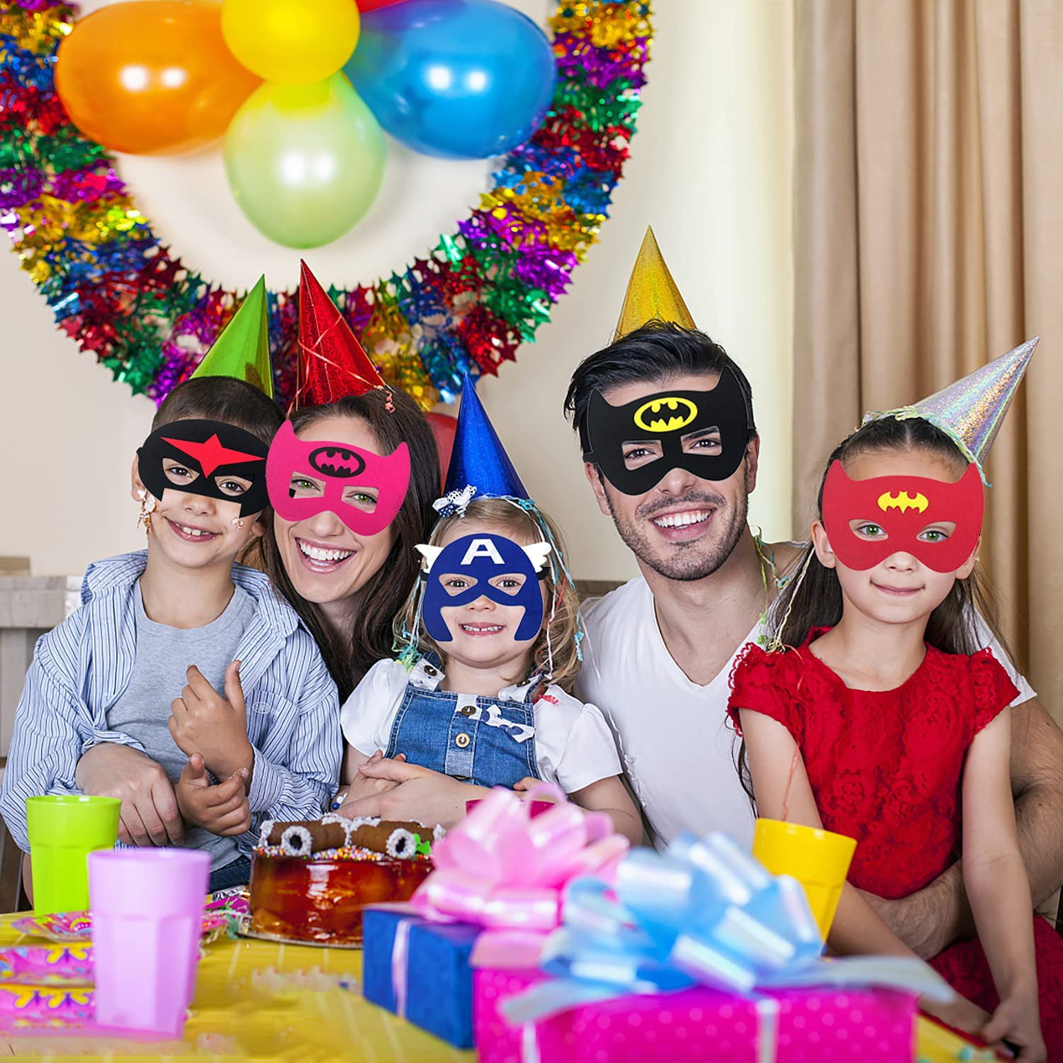 DANGSHAN Superhero Masks 33 Piece Plus 105 Stickers Birthday Party Supplies for Children 