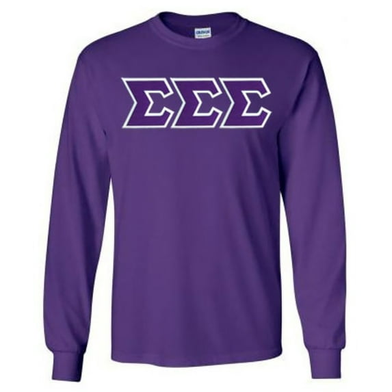 Sigma Sigma Sigma Lettered Long Sleeve Tee 2X-Large Purple