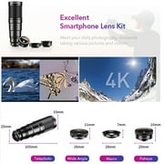 APEXEL Phone Lens Kits-22x Telephoto Lens/205°Fisheye Lens/120°Wide Angle Lens&20x Macro Lens/Tripod and Remote Shutter Works with iPhone 11 Plus X XS XR Samsung Huawei