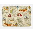 thumbnail image 1 of Modern Bath Mat, Trippy Leaf Figures with Swirl Lines Curves and Face Icons Creative Funky Graphic, Non-Slip Plush Mat Bathroom Kitchen Laundry Room Decor, 29.5 X 17.5 Inches, Multicolor, Ambesonne, 1 of 2