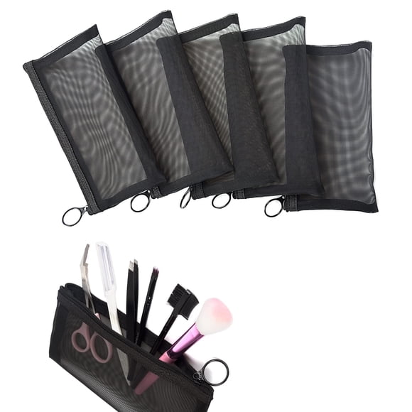 Set de bolsas de malla Patu Zipper - Estuche para lápices (5 unidades), color negro