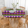 thumbnail image 3 of Halloween Striped Icons Pattern Round Fitted Tablecloth with Elastic Edge,Dining Table Cover Waterproof,Outdoor Round Tablecloth for Camping,Dining,Indoor and Outdoor, 3 of 7