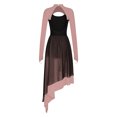thumbnail image 7 of Aiihoo Womens Color Block Lyrical Ballet Dance Dress Backless Modern Contemporary Dance Overlays Cocktail Dress Dusty Pink L, 7 of 7