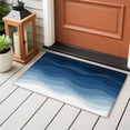 thumbnail image 4 of 2x3 Ft Entryway Area Rug, Navy Blue Ombre Kitchen Rug Runner Washable Floor Mat, Modern Moire Wave Gradient Non Slip Indoor Door Mat Throw Carpet for Bathroom Living Room Bedroom, 4 of 8