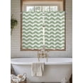 thumbnail image 6 of Sage Green Stripe Tier Curtains 45 Inches Long, Farmhouse Striped Modern Waves Moires Window Treatment Curtain Drapes, Window Half Privacy Curtains for Bedroom Bathroom, 42"x45", 2 Panels, 6 of 7