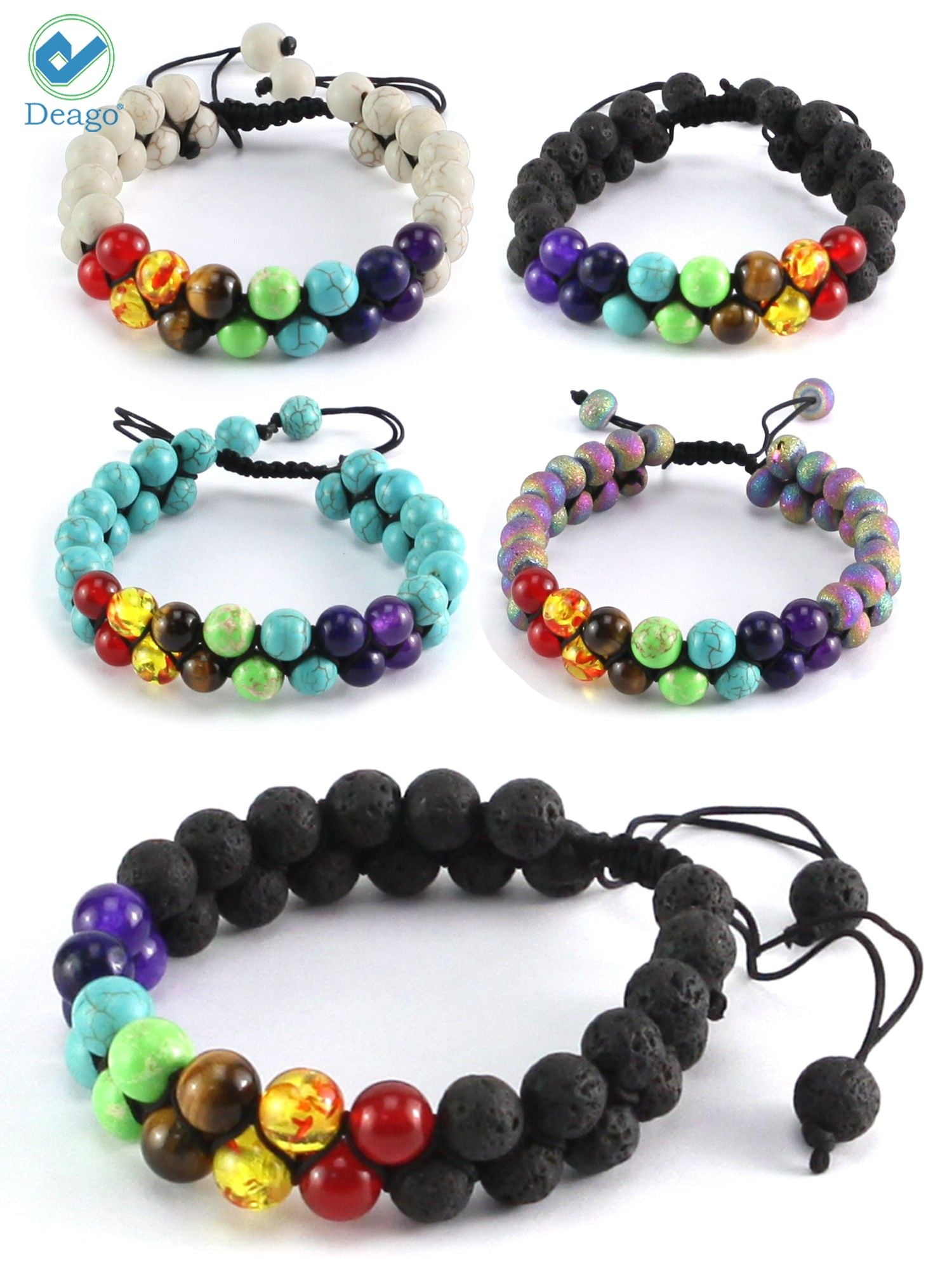 Charm Men's Women's 8mm Natural Gemstones Beads Handmade Adjustable Bracelets
