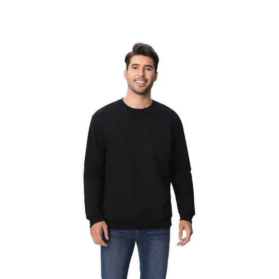 Zfeel Premium Crewneck Sweatshirt 60 Cotton/40 Polyester Pullover Fleece Sweater for Men (Black, M)